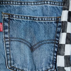 CHECKERED DENIM PANTS